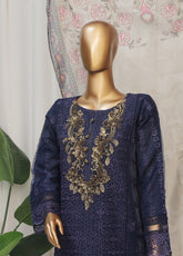 Falsafaa By HZ Textile Embroidered Organza 3 Piece Stitched Suit HZ25FV6 HZK-178 NAVY